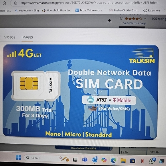 NWT Talksim 4Glte Double Network Data Sim Card. Pay as you go - Picture 8 of 9